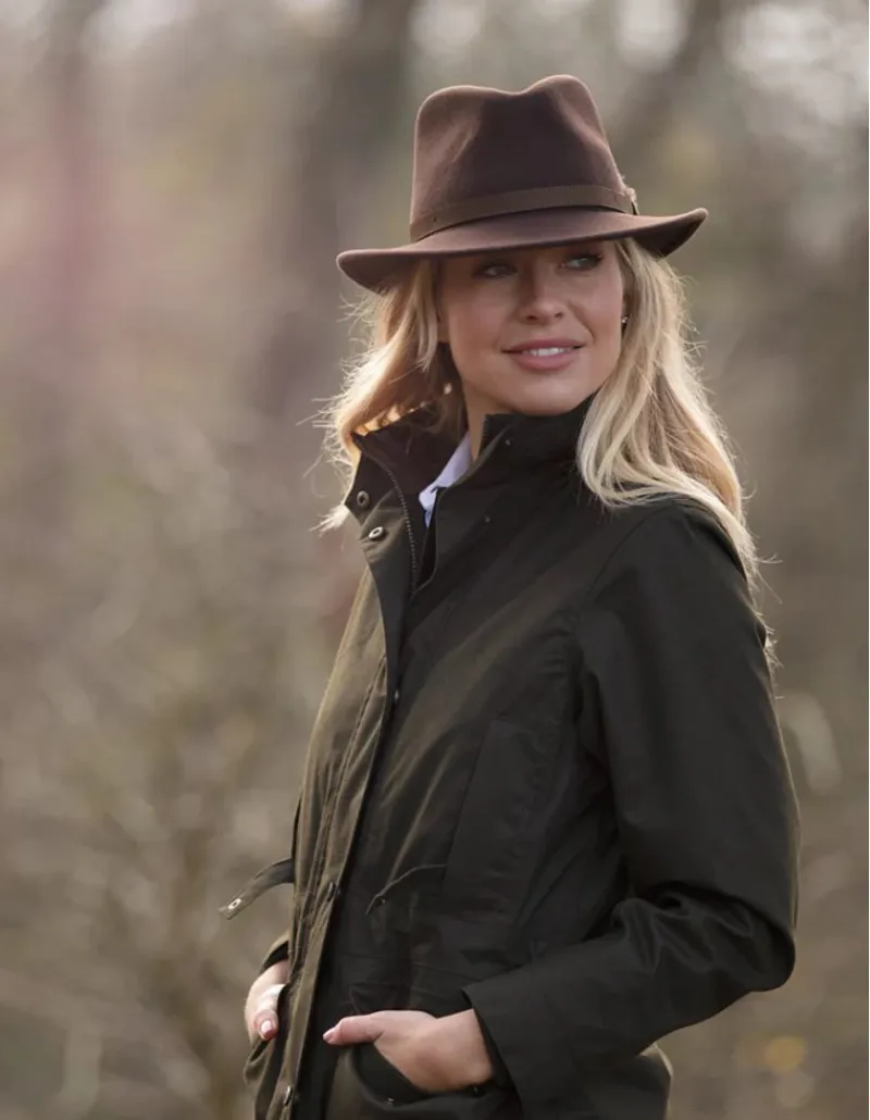 Alan Paine Richmond Fedora Felt Hat With Feather Brown-2